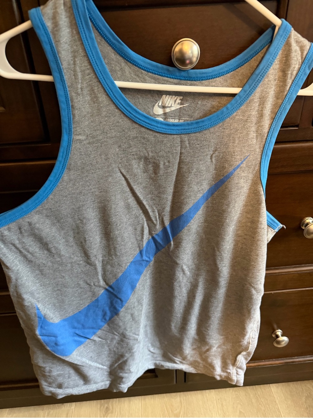 Nike Men’s Gray & Blue Swoosh Tank Top
